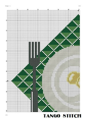 Fried eggs morning kitchen breakfast cross stitch embroidery pattern - Tango Stitch